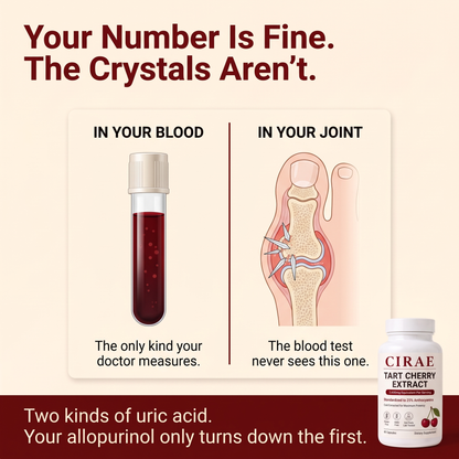 Two kinds of uric acid - the blood test never sees the crystals in your joint