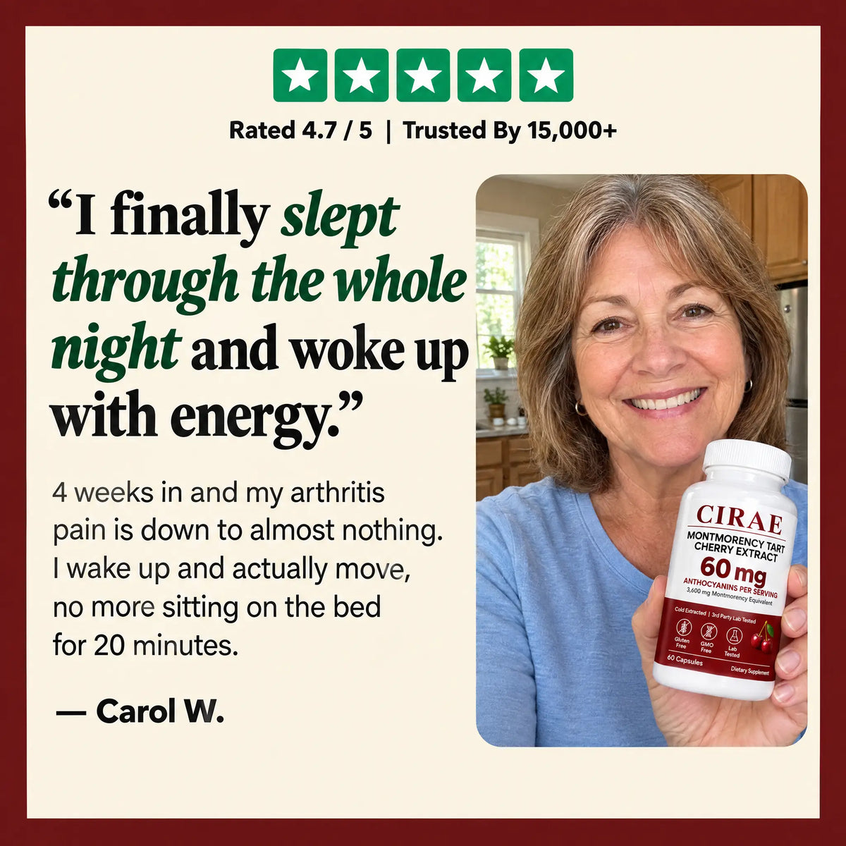 Cirae Tart Cherry Extract - 60mg Anthocyanins